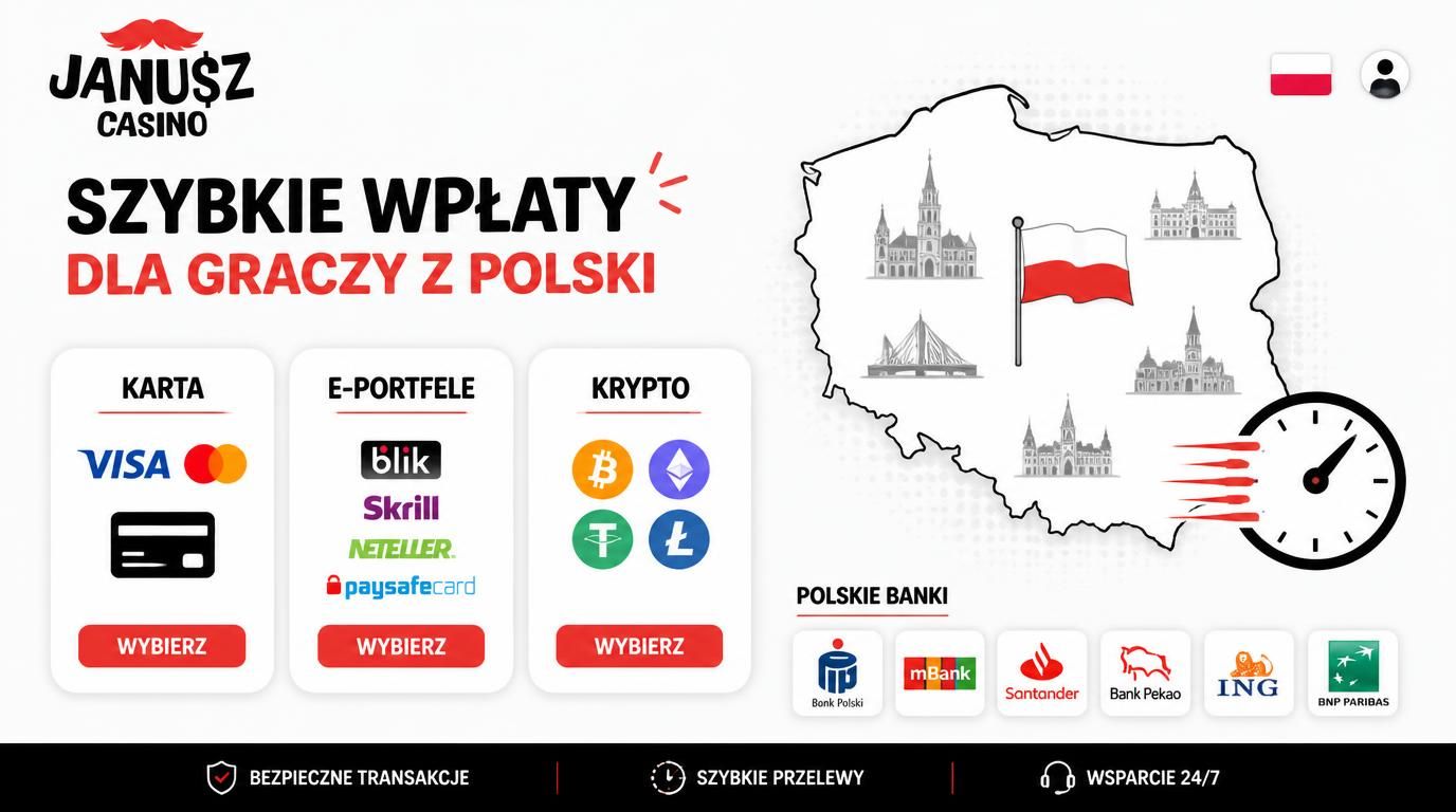 Ekran metod wpłaty w Janusz Casino z Polski
