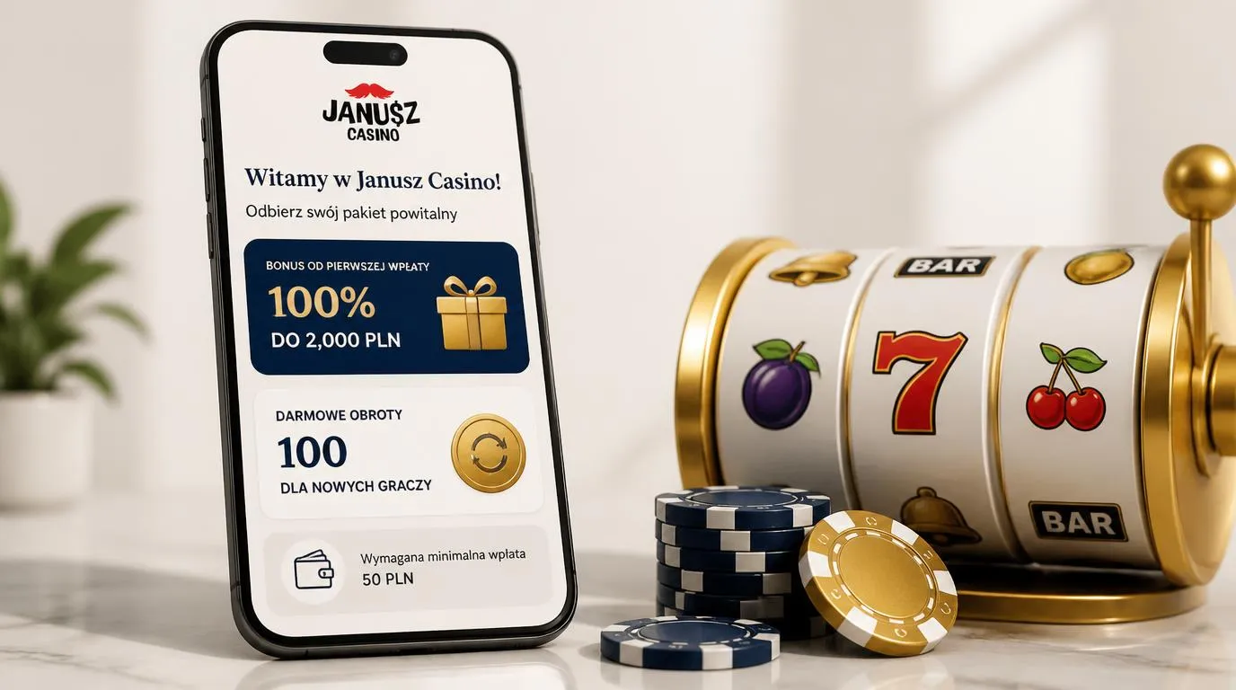 Ekran oferty powitalnej z bonusem od depozytu i darmowymi spinami na automatach